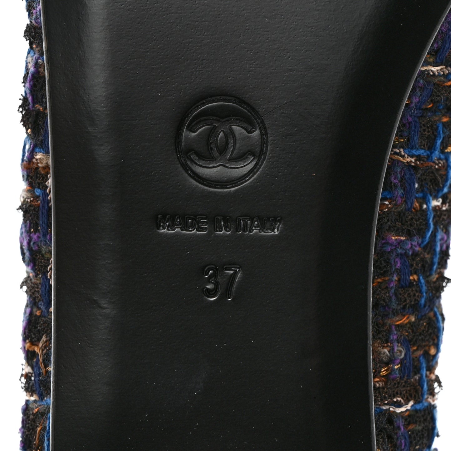 Tweed Cap Toe Ballerina Flats 37 Blue Black