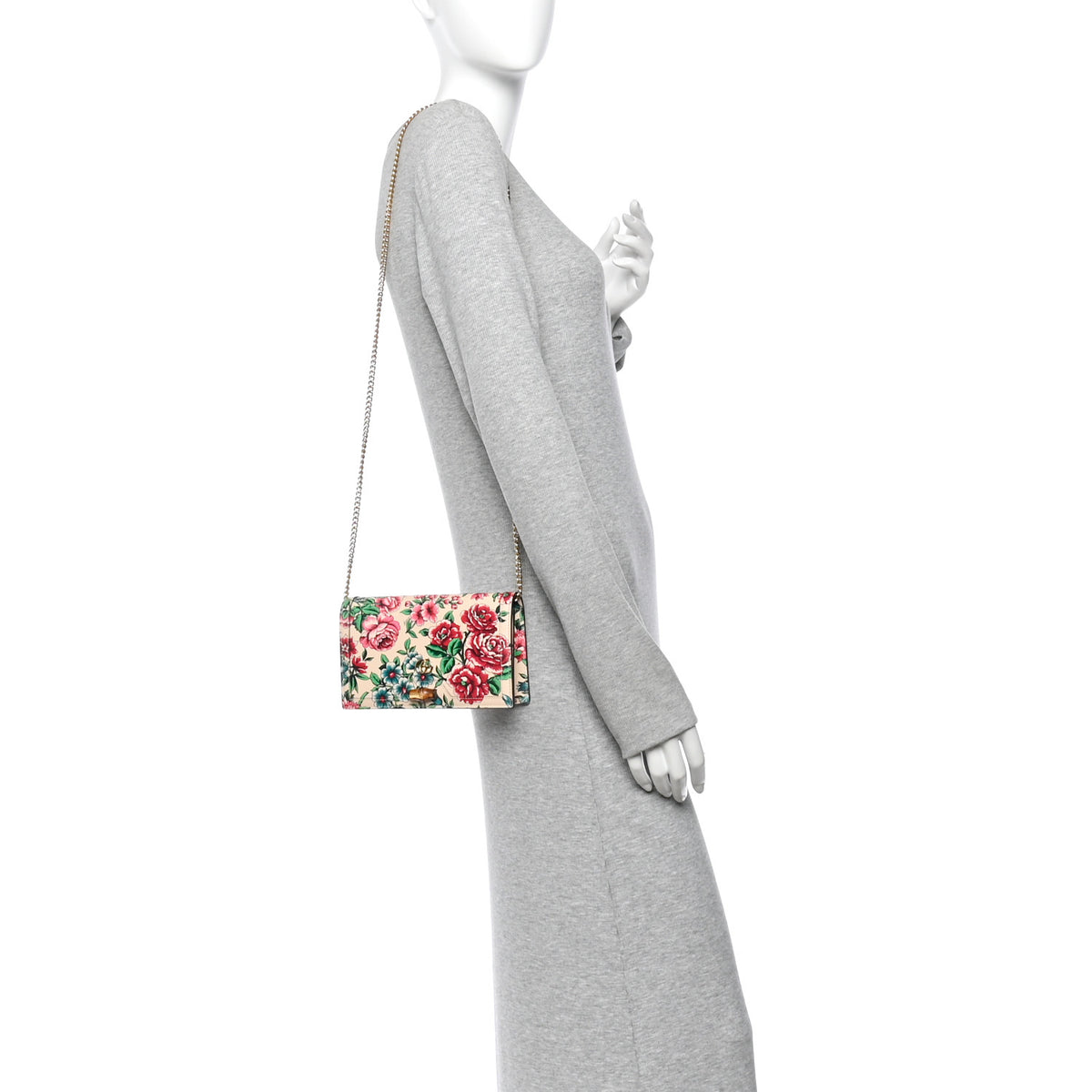 New Shangai Calfskin Floral Print Mini Diana Chain Bag Multicolor