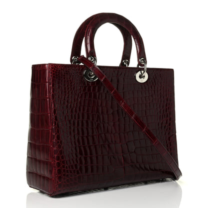 Christian Dior Crocodile Large Lady Dior Dark Red 2 of 7