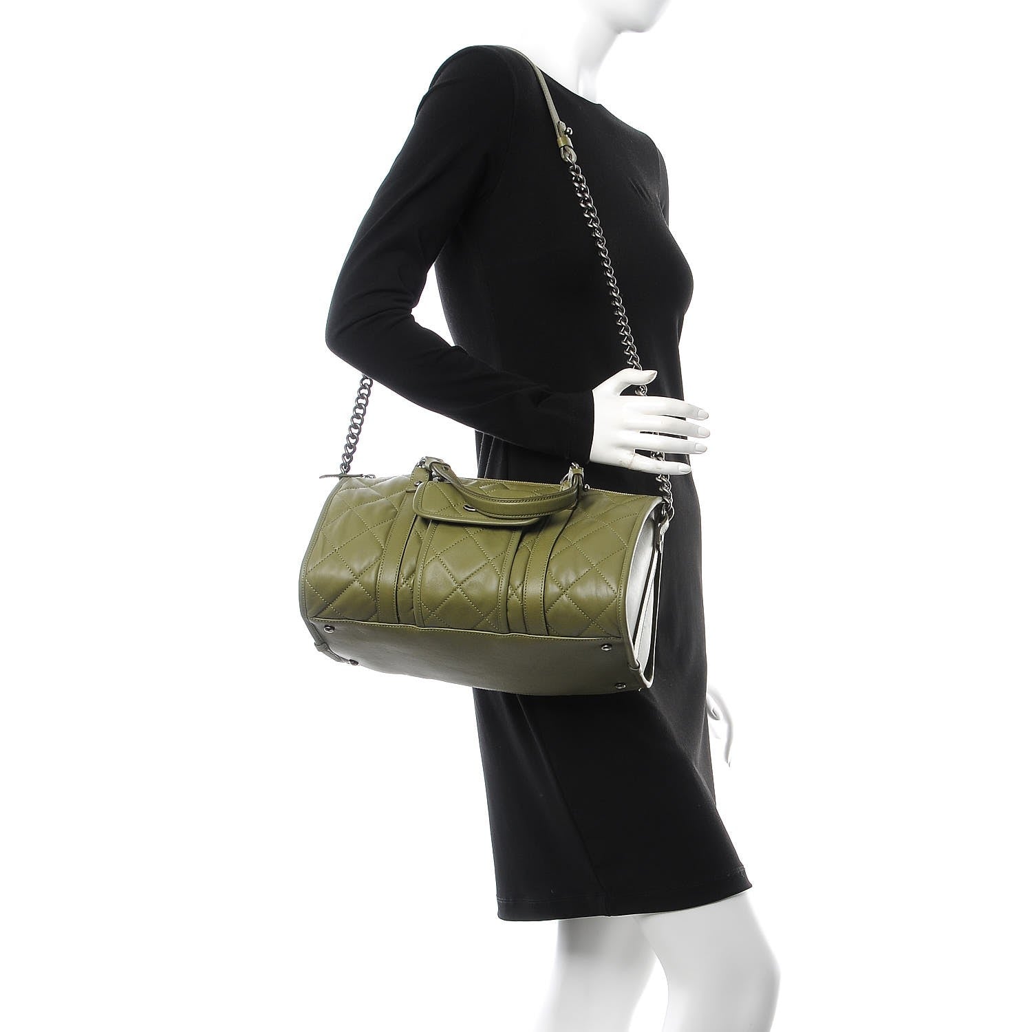 Chanel Calfskin Quilted Small Casual Riviera Bowling Bag Green 2 of 11