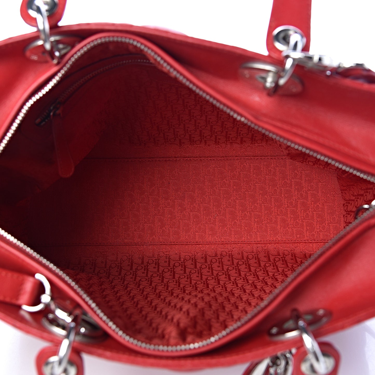 Lambskin Cannage Large Lady Dior Red