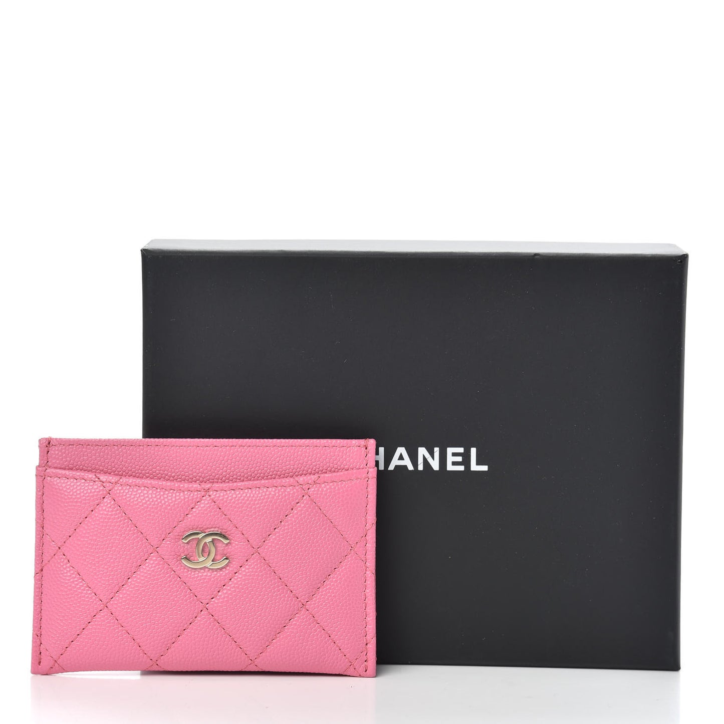 Caviar Quilted Card Holder Pink