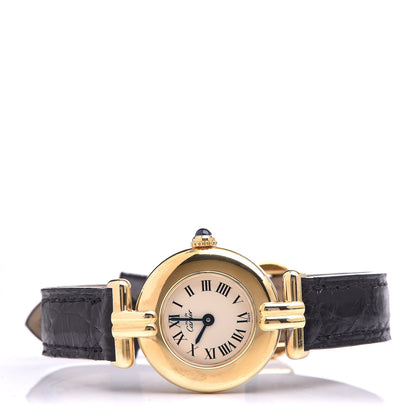 Cartier Sterling Silver Vermeil Alligator 23mm Must De Cartier Round Quartz Watch 3 of 9