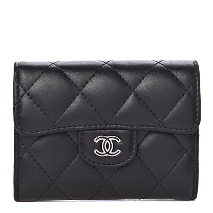 Chanel Lambskin Quilted Flap Card Holder Wallet Black 1 of 9
