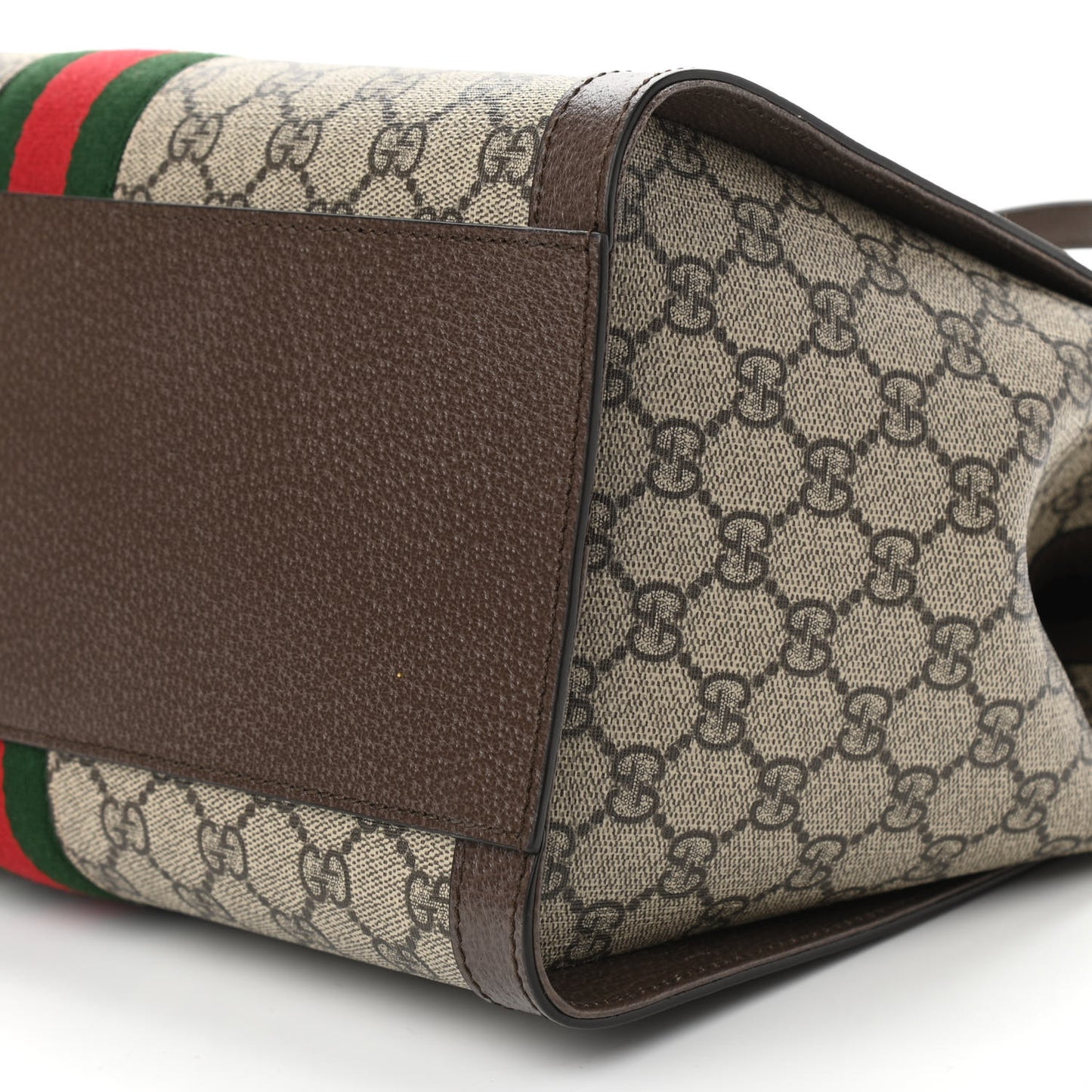 GG Supreme Monogram Web Medium Ophidia Tote Bag Brown