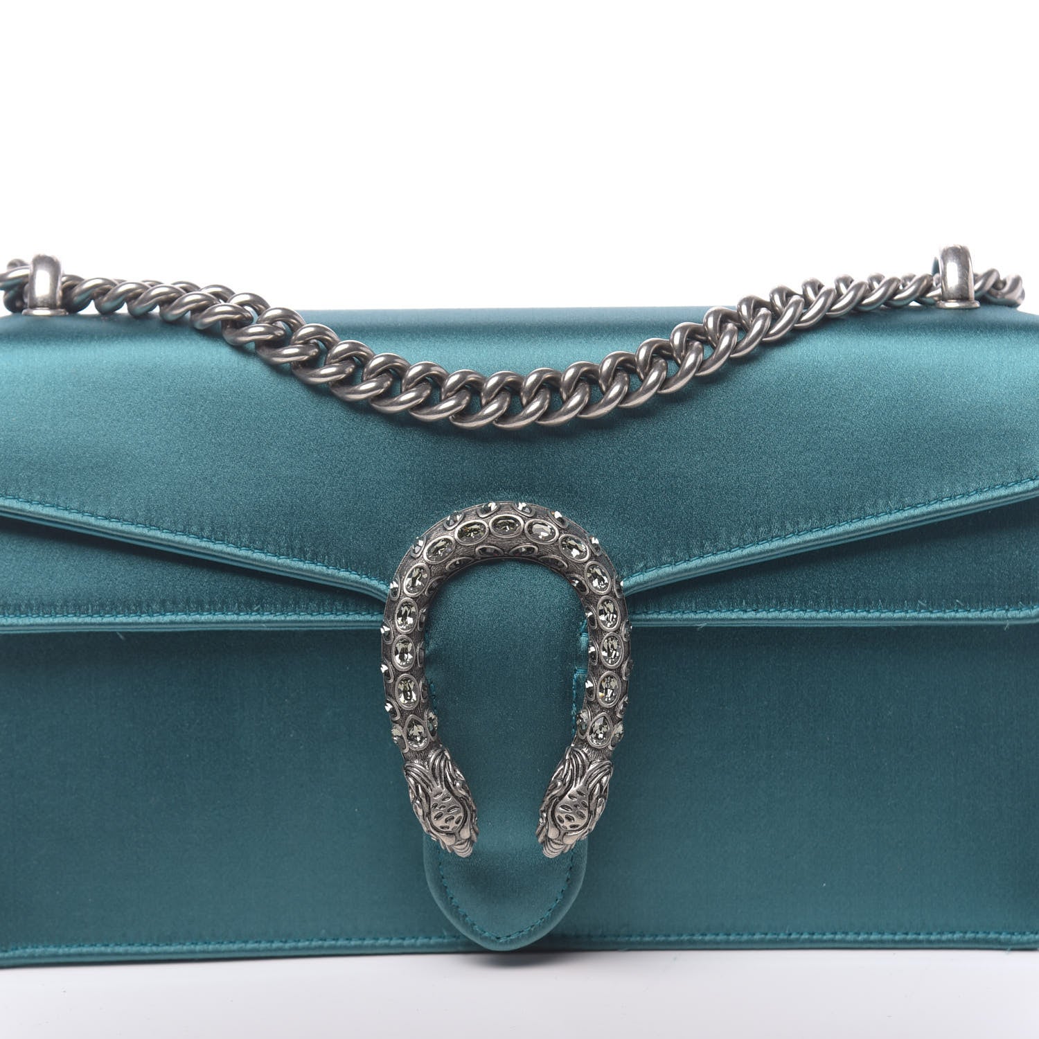 Gucci Satin Silk Crystal Small Dionysus Shoulder Bag Turchese Black Diamond 10 of 10