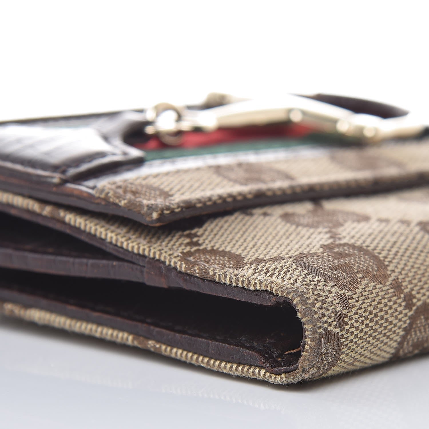Gucci Monogram Web Hasler French Flap Wallet Brown 10 of 11