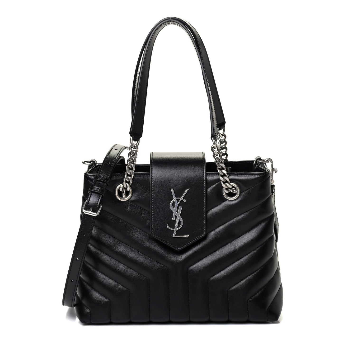 Calfskin Y Quilted Monogram Small Loulou Shopper Black