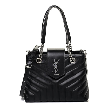 Saint Laurent Calfskin Y Quilted Monogram Small Loulou Shopper Black 1 of 4