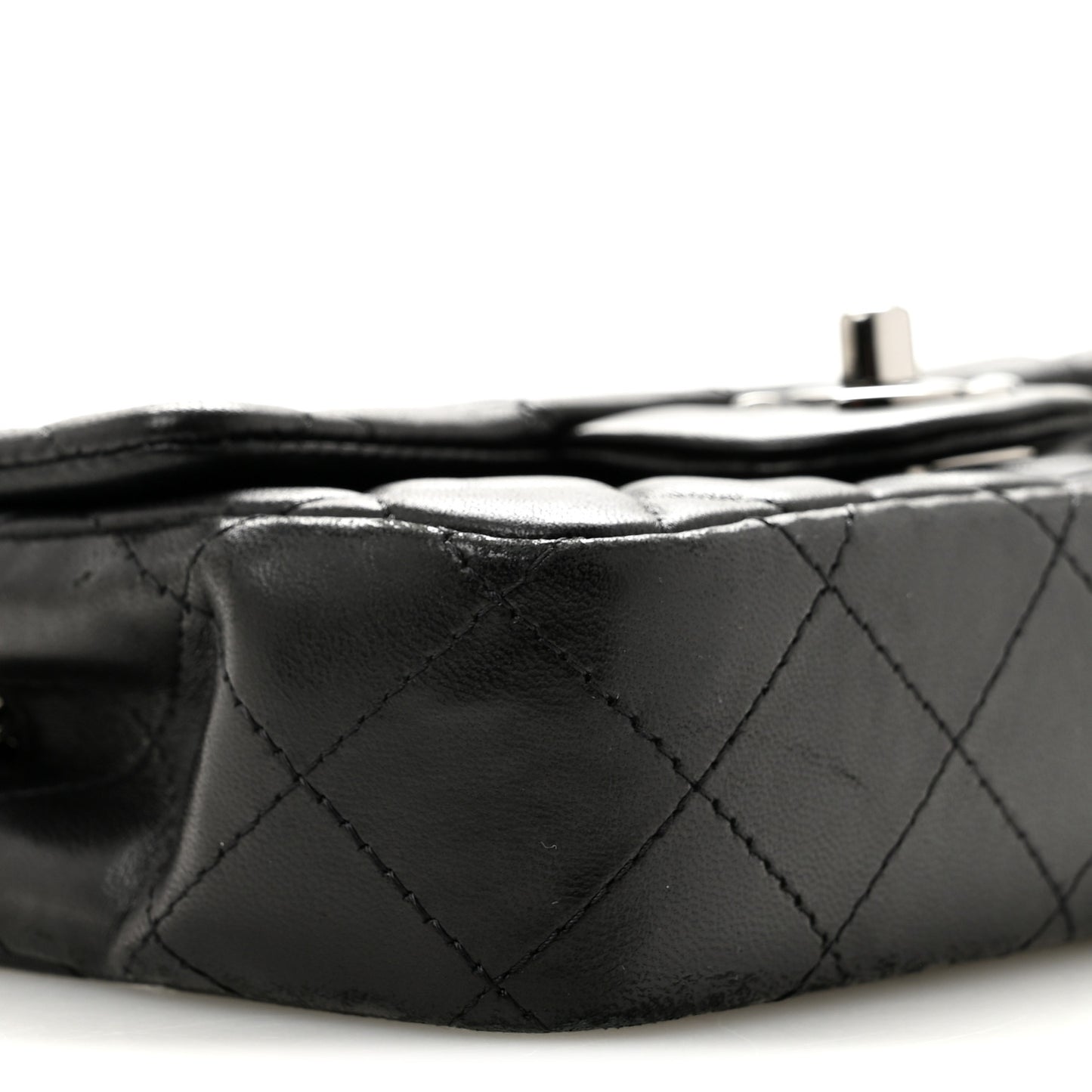 Lambskin Quilted Extra Mini Rectangular Flap Black