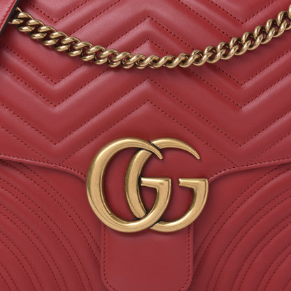 Gucci Calfskin Matelasse Large GG Marmont Shoulder Bag Hibiscus Red 10 of 10