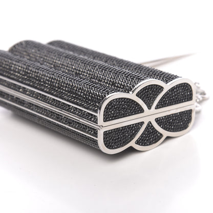 Judith Leiber Swarovski Crystal Cosmojet Minaudiere Clutch Black Silver 8 of 13