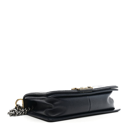 Chanel Calfskin Double Stitch Medium Boy Flap Navy Blue 4 of 15