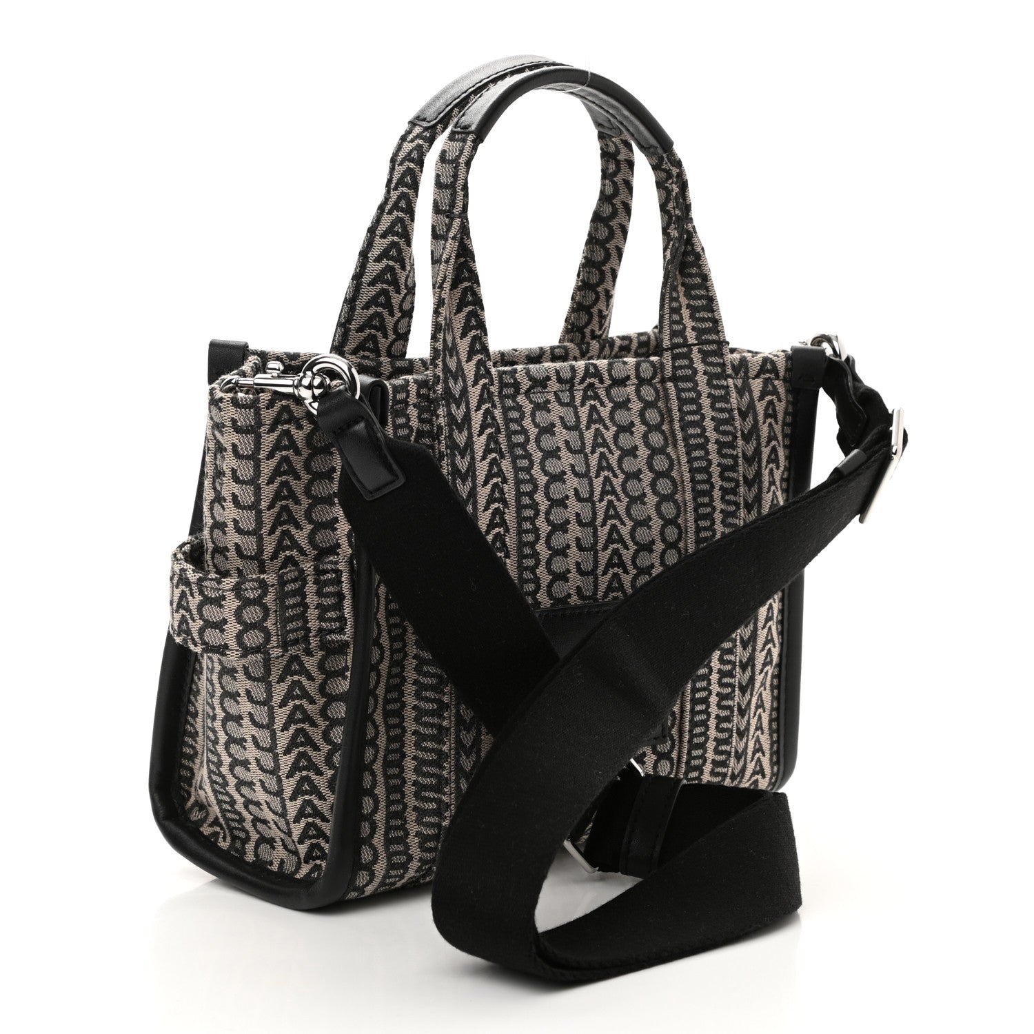 Marc Jacobs Cotton Jacquard Monogram Mini The Traveler Tote Bag Beige Multicolor 3 of 9