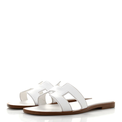 Hermes Box Calfskin Oran Sandals 36.5 White 3 of 9