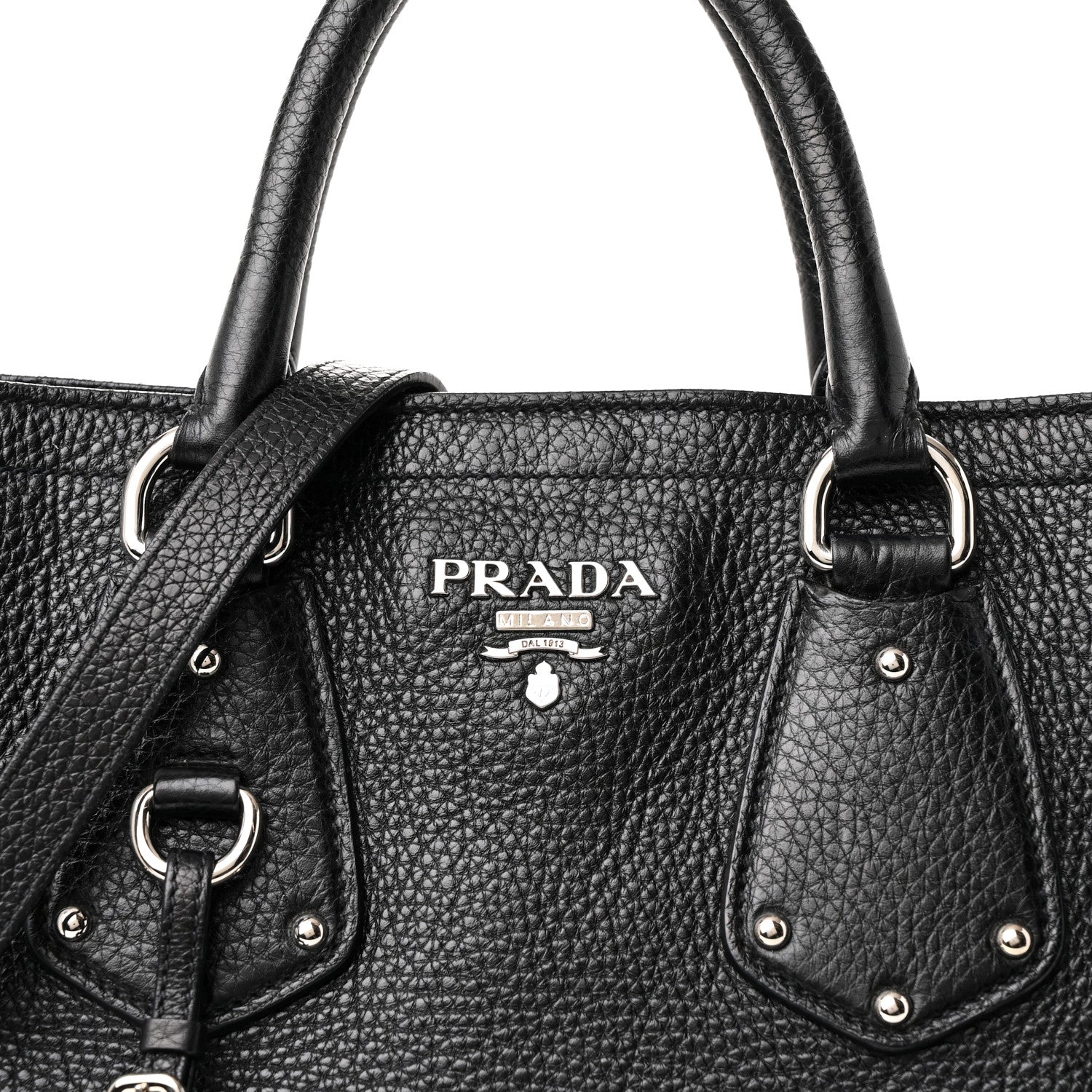 Prada Vitello Daino Side Pocket Tote Black 8 of 10