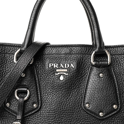 Prada Vitello Daino Side Pocket Tote Black 8 of 10
