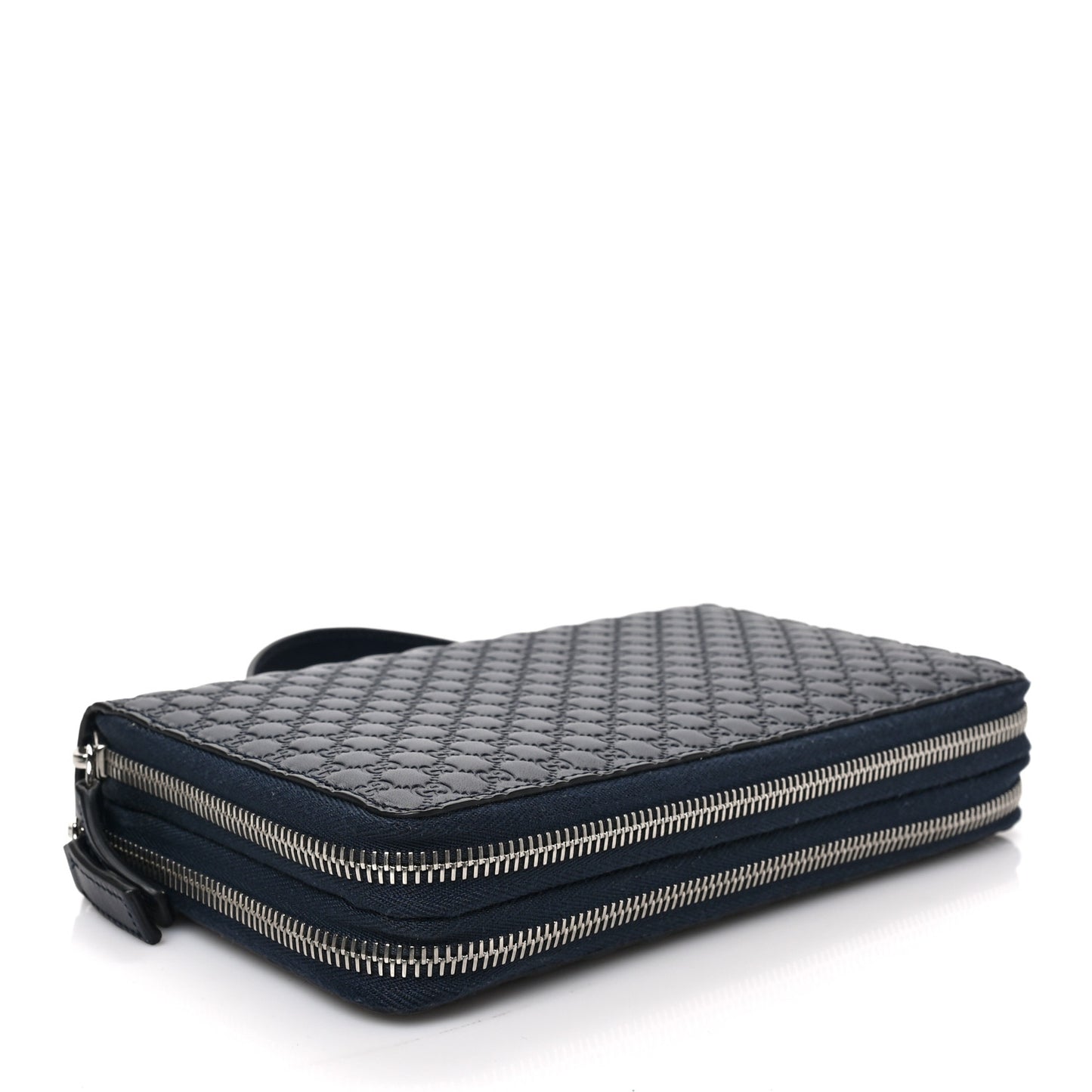Microguccissima Zip Around Top Handle Travel Wallet Navy