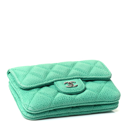 Chanel Iridescent Caviar Quilted CC Card Holder Green 3 of 4