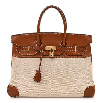 Hermes Toile Barenia Birkin 35 Fauve 1 of 24