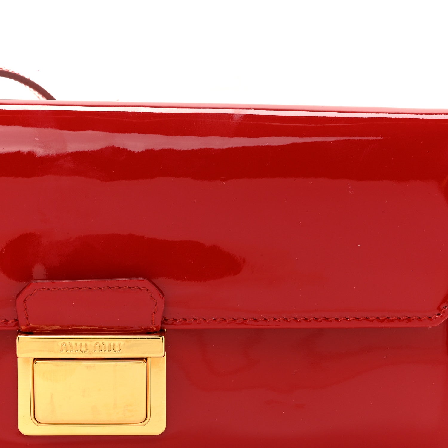 Miu Miu Vernice Madras Wallet On Chain Rosso 8 of 14