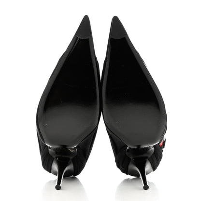 Balenciaga Jersey Crepe Political Campaign Logo Knife 115 Pointed Pumps 38 Black White Rouge 5 of 10