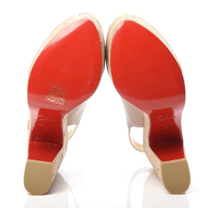 Christian Louboutin Calfskin Cork Dona Anna 120 Wedges 36 Nude Natural 5 of 8