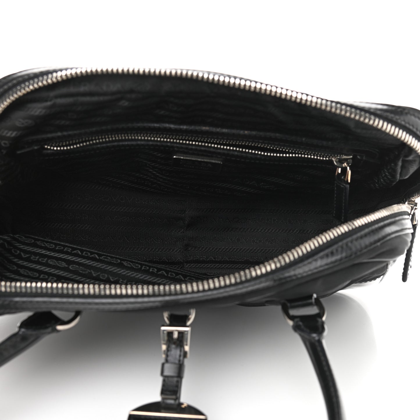 Tessuto Nylon Box Calf Bowling Bag Black