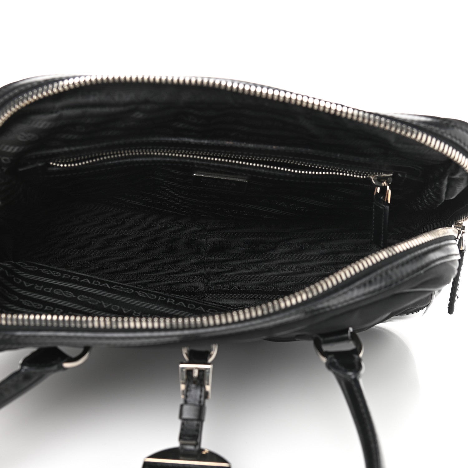 Prada Tessuto Nylon Box Calf Bowling Bag Black 5 of 14