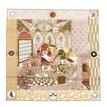 Hermes Silk La Danse Des Amazones Scarf 90 Vieux Rose Vert 1 of 4