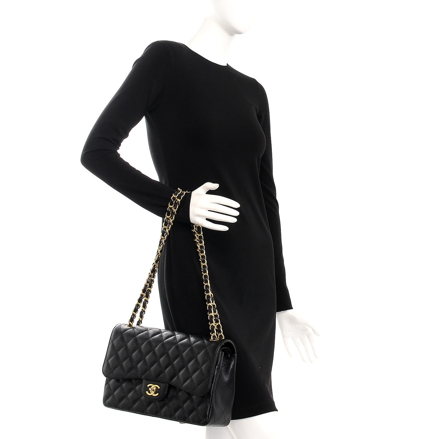 Chanel Caviar Quilted Jumbo Double Flap Black 3 of 9