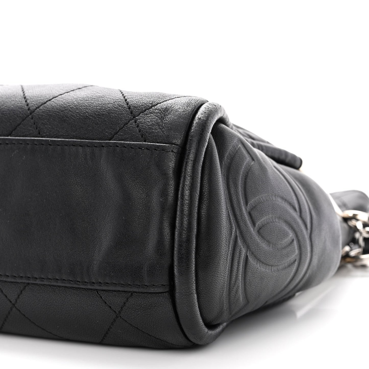 Lambskin Stitched Medium Ultimate Soft Tote Black