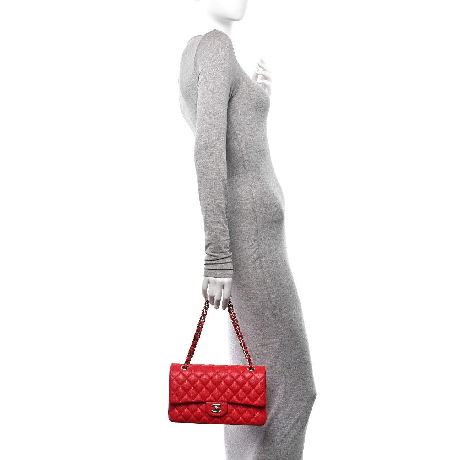 Chanel Caviar Quilted Medium Double Flap Red 2 of 13