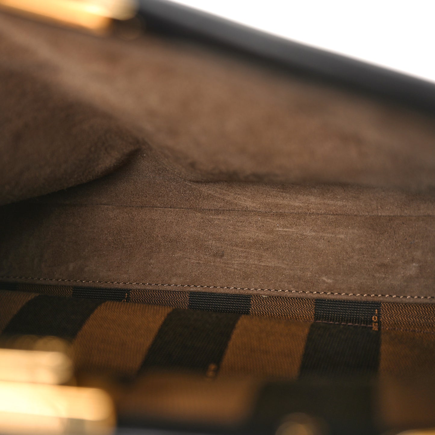Vitello Morgan Fabric Jacquard Pequin Medium Peekaboo Iconic Satchel Black Tobacco