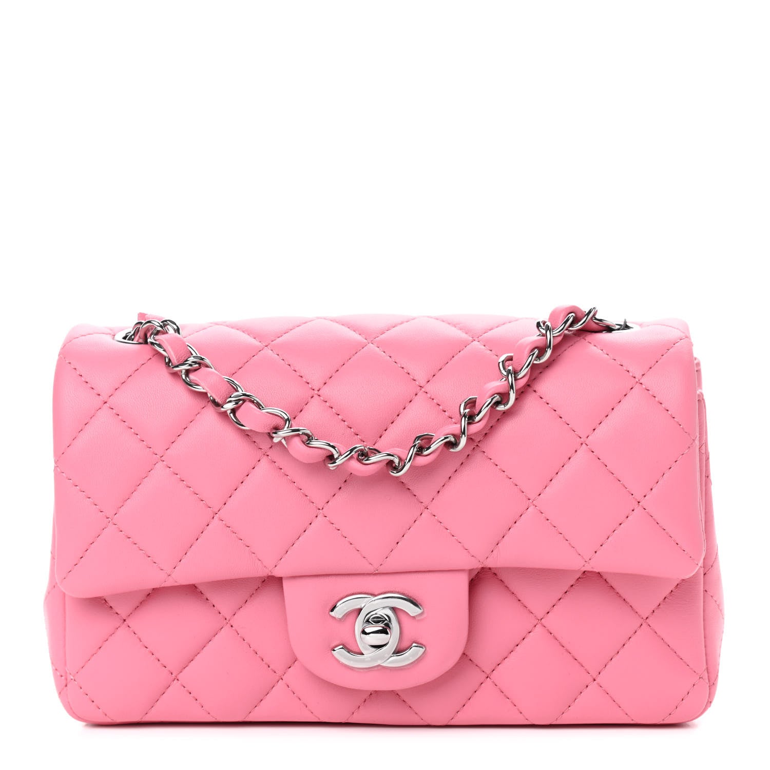 Chanel Lambskin Quilted Mini Rectangular Flap Pink 1 of 9
