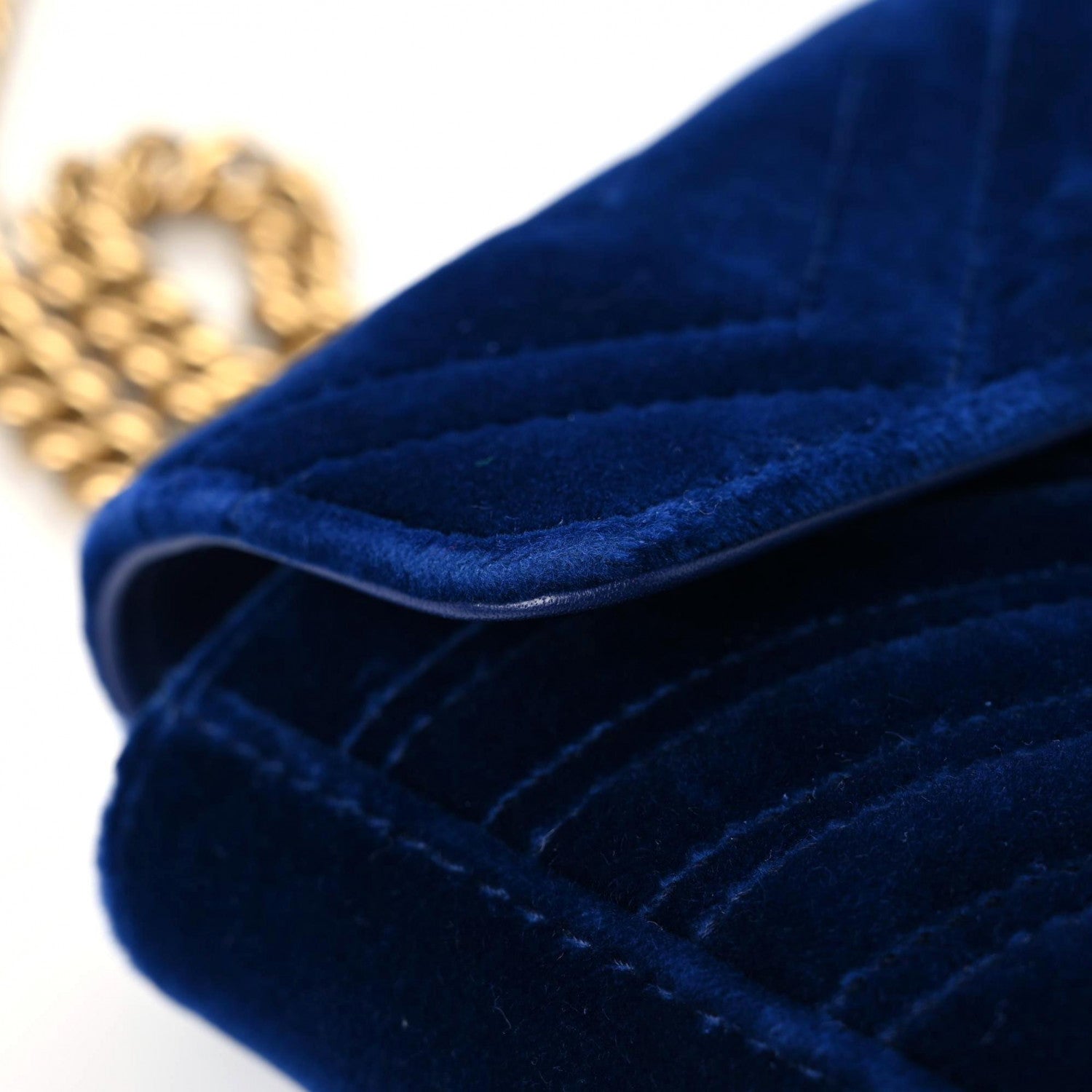 Gucci Velvet Matelasse Mini GG Marmont Shoulder Bag Cobalt Blue 14 of 16