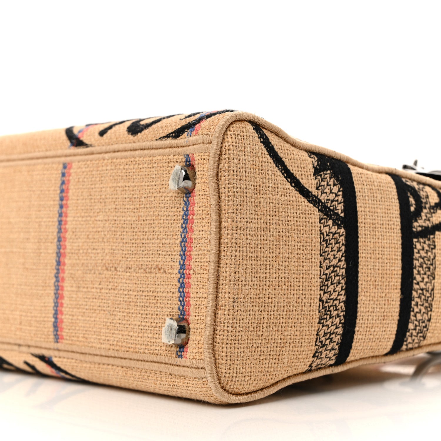 Christian Dior Canvas Jute Embroidered Medium Lady D-Lite Beige Multicolor 10 of 10