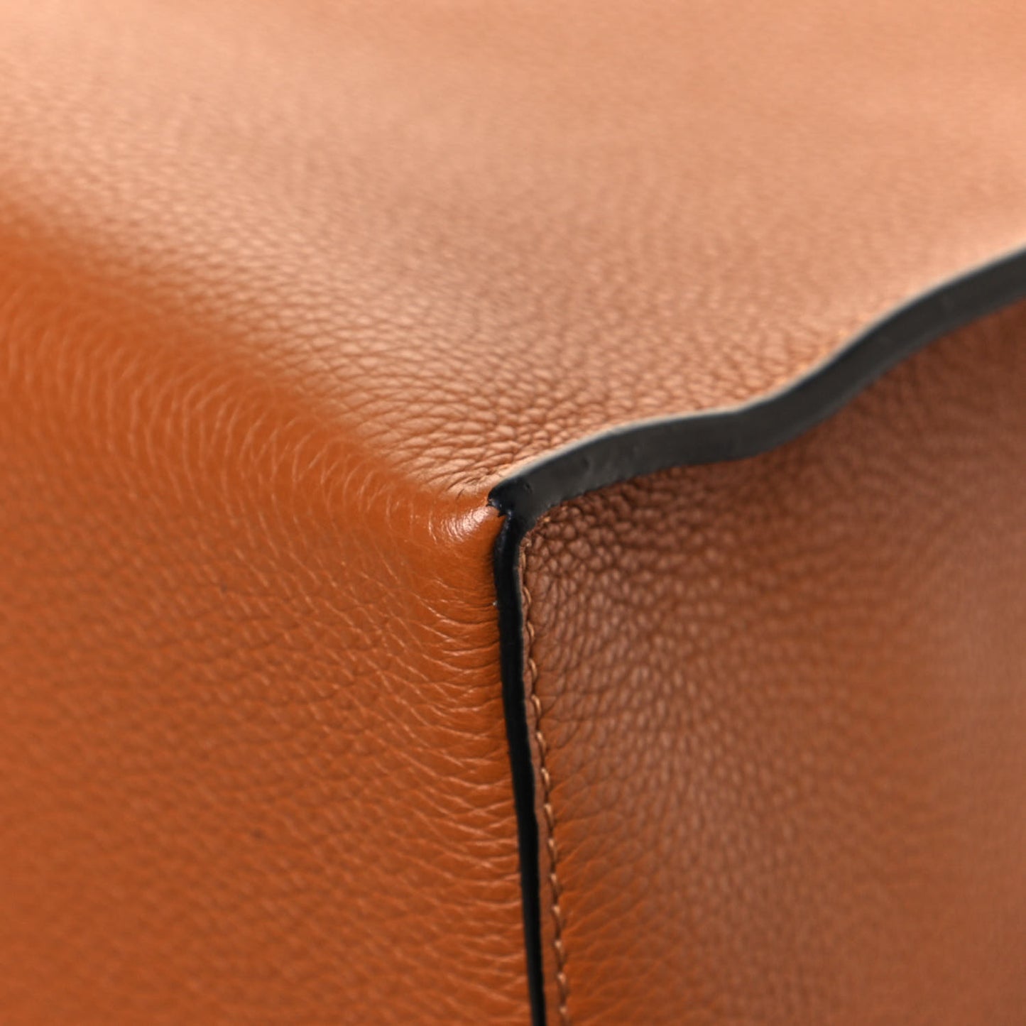 Grained Calfskin Cushion Tote Tan
