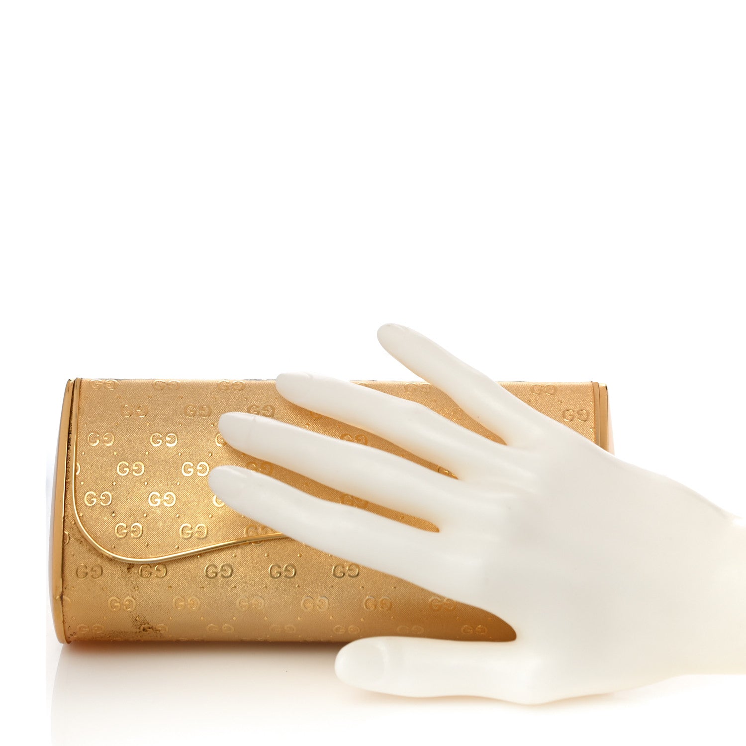 Gucci Metal Guccissima Minaudiere Clutch Gold 2 of 11