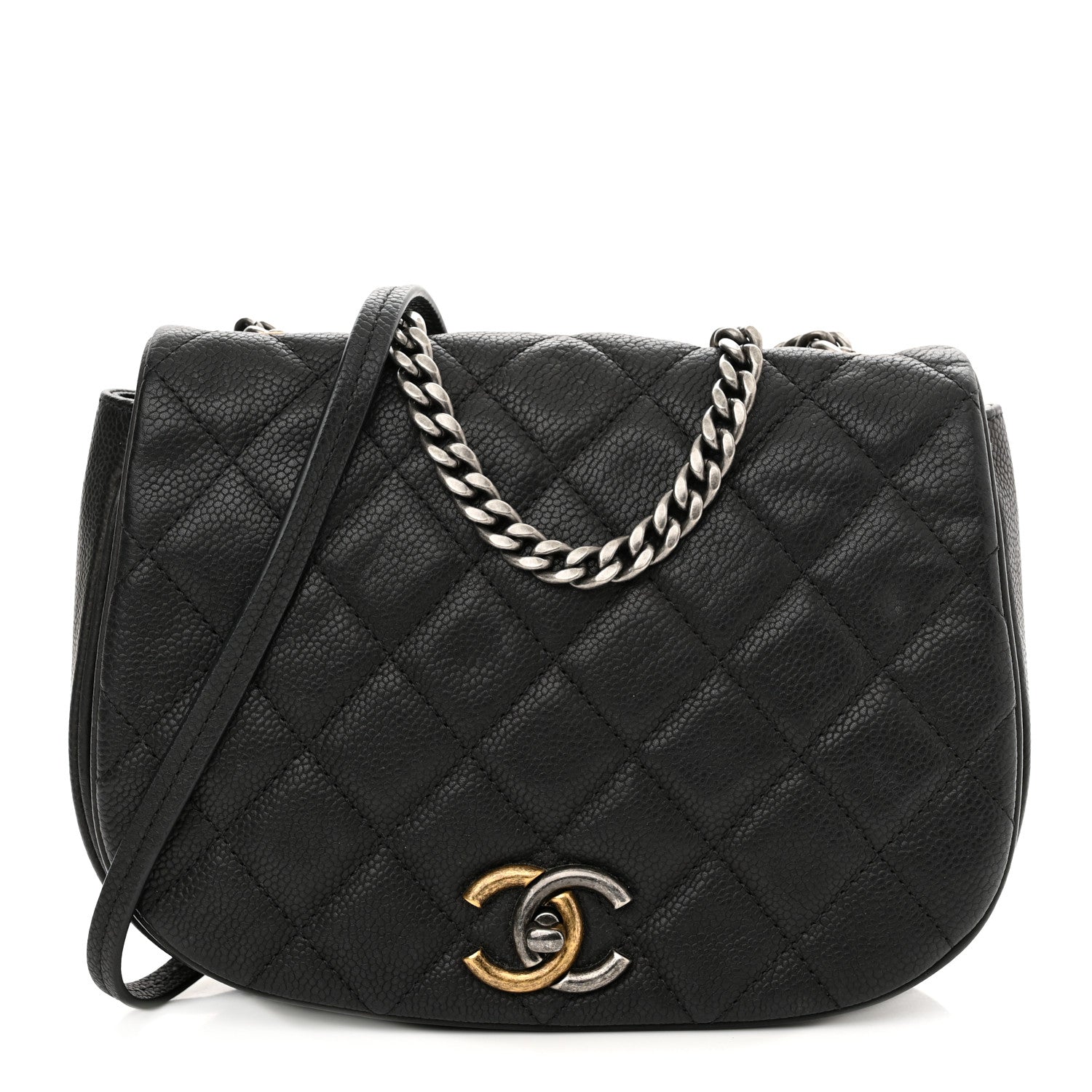 Chanel Calfskin Quilted Small Casual Pocket Messenger Flap Black 1 of 10