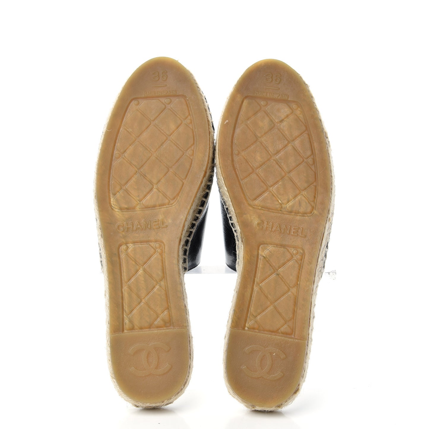 Iridescent Goatskin Patent CC Espadrille Mules 36 Black
