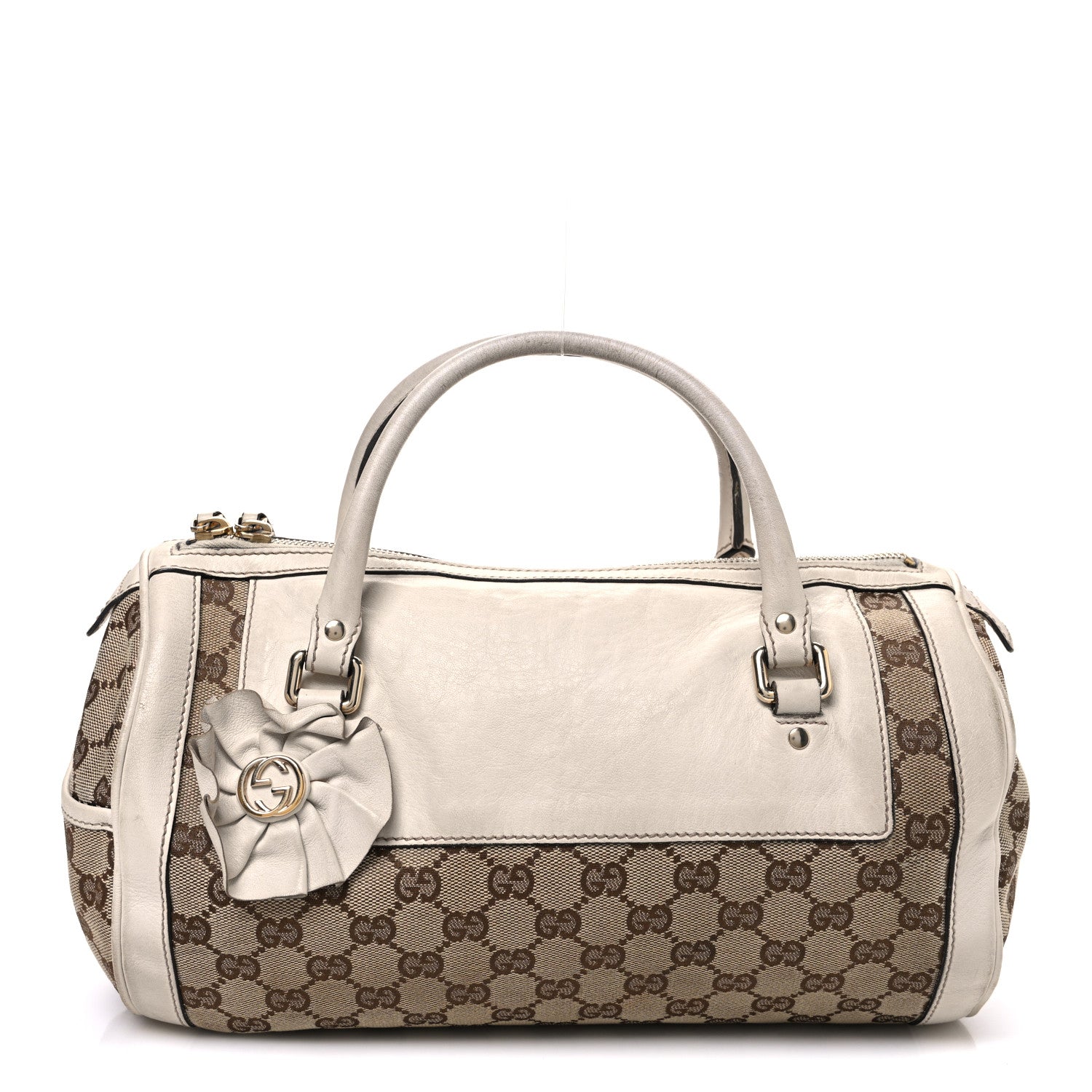 Gucci Monogram Trophy Satchel Beige Ebony Mystic White 1 of 13