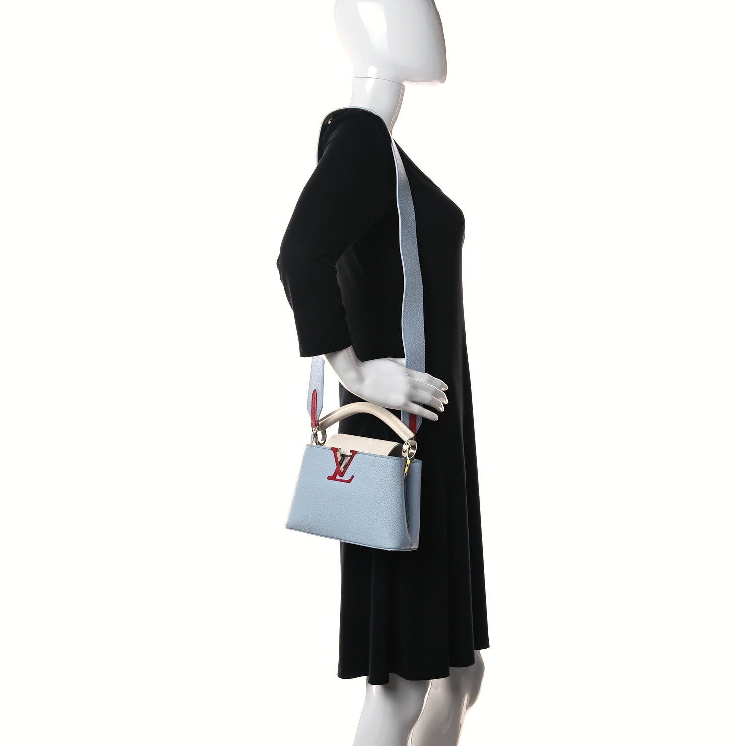 Louis Vuitton Taurillon Capucines Mini Light Blue White Red 2 of 10