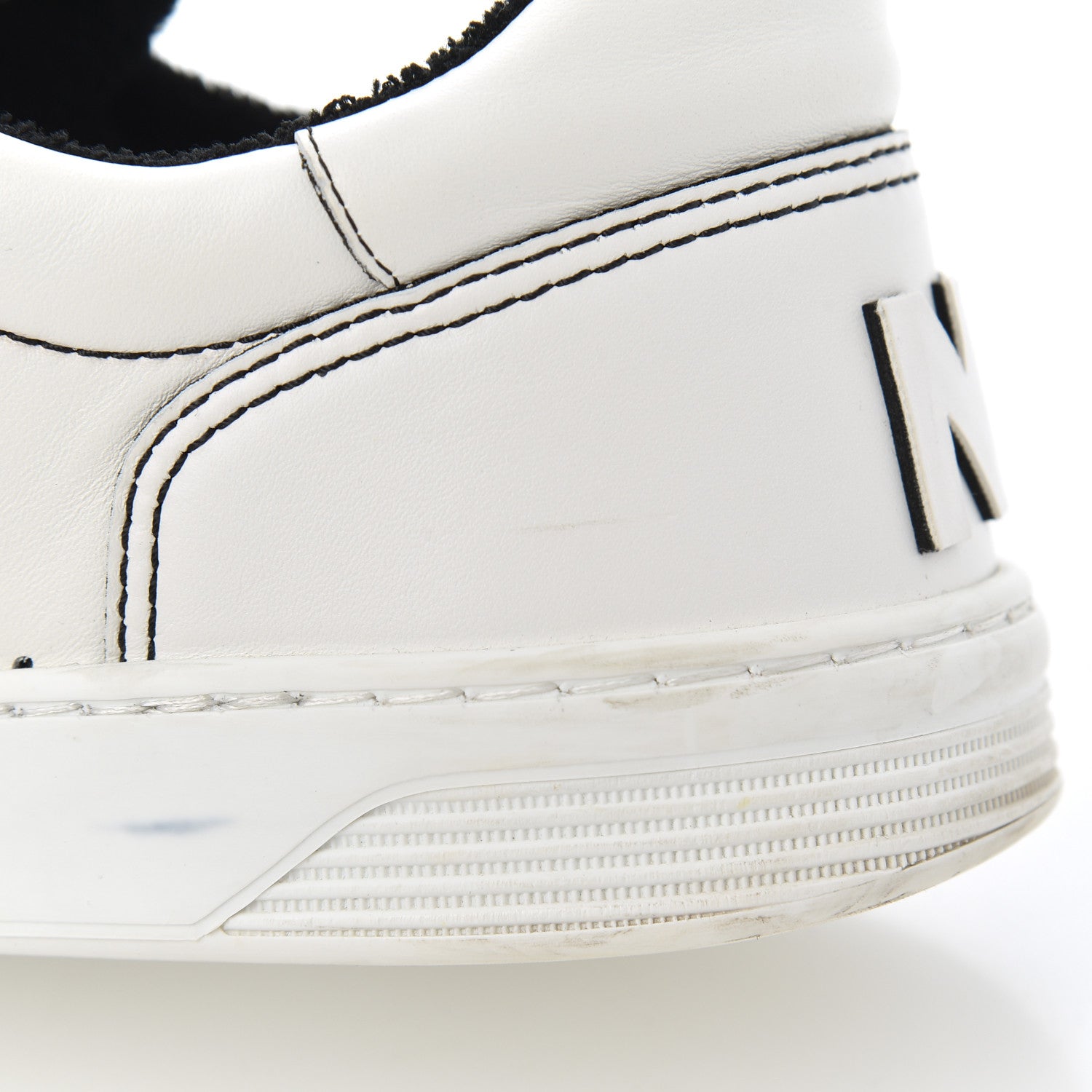 Chanel Calfskin Womens Logo Sneakers 39 White Black 14 of 23