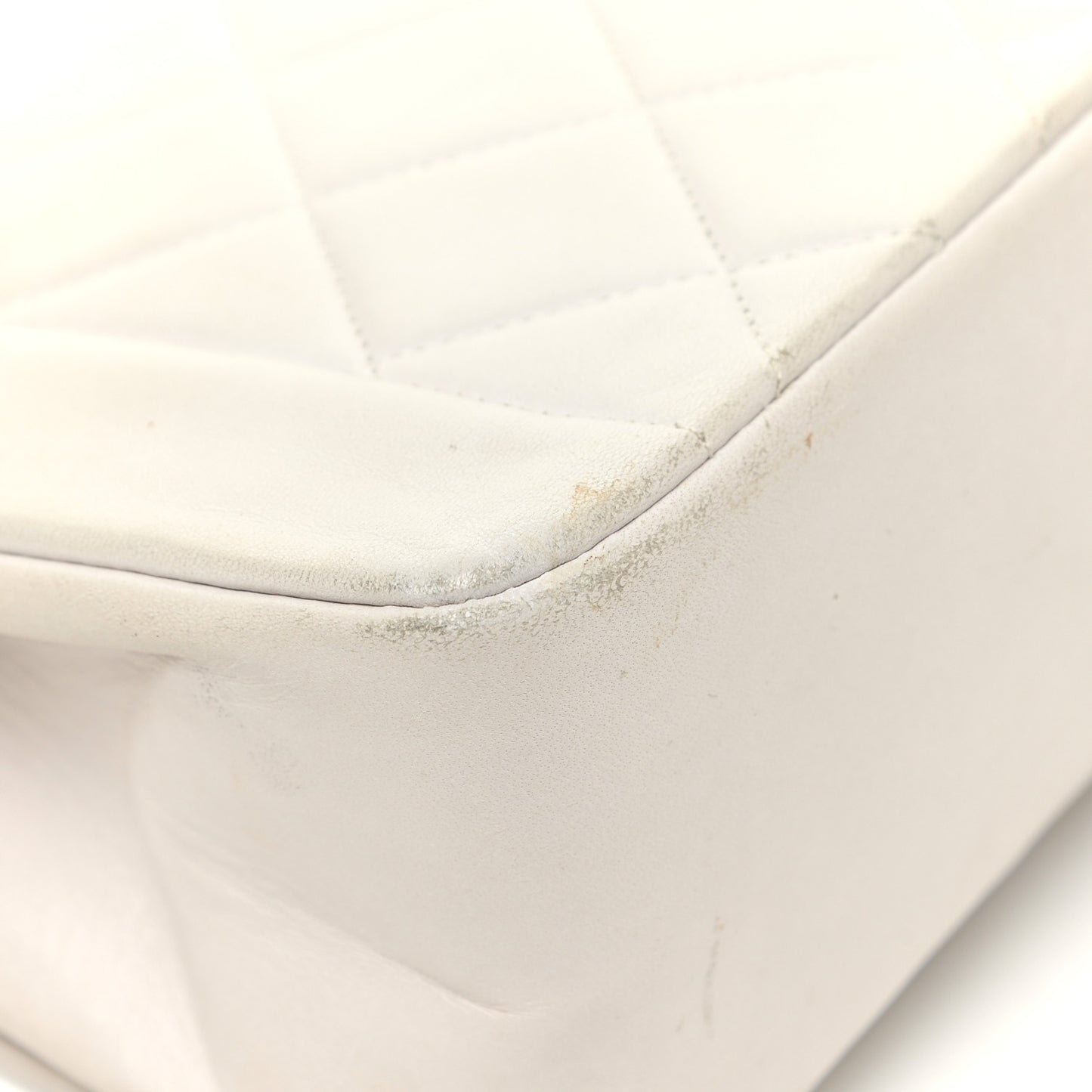Lambskin Quilted Medium Single Flap White