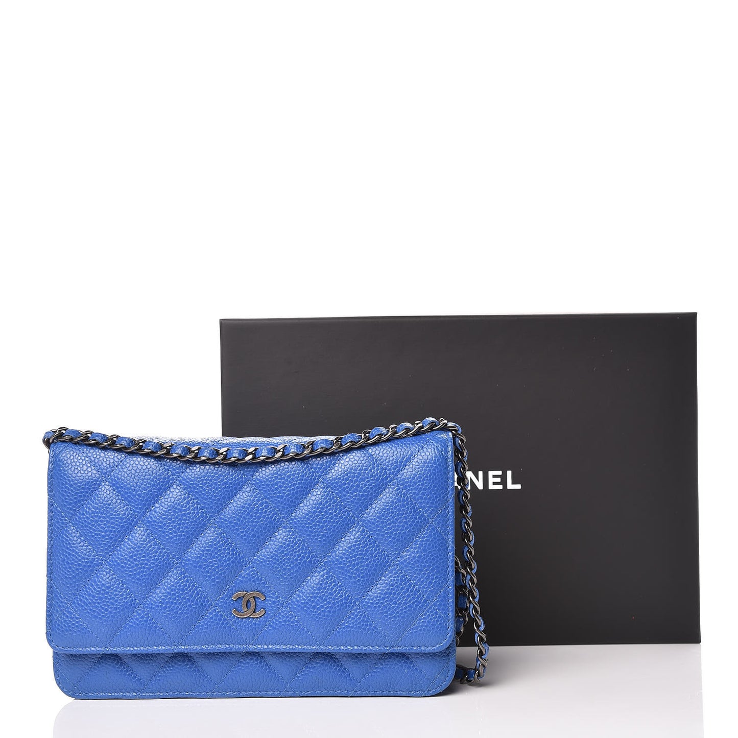 Caviar Quilted Wallet On Chain WOC Blue
