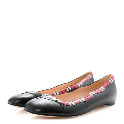 Gucci Malaga Kid Snake Ballet Flats 39 Black Hibiscus Red 7 of 18