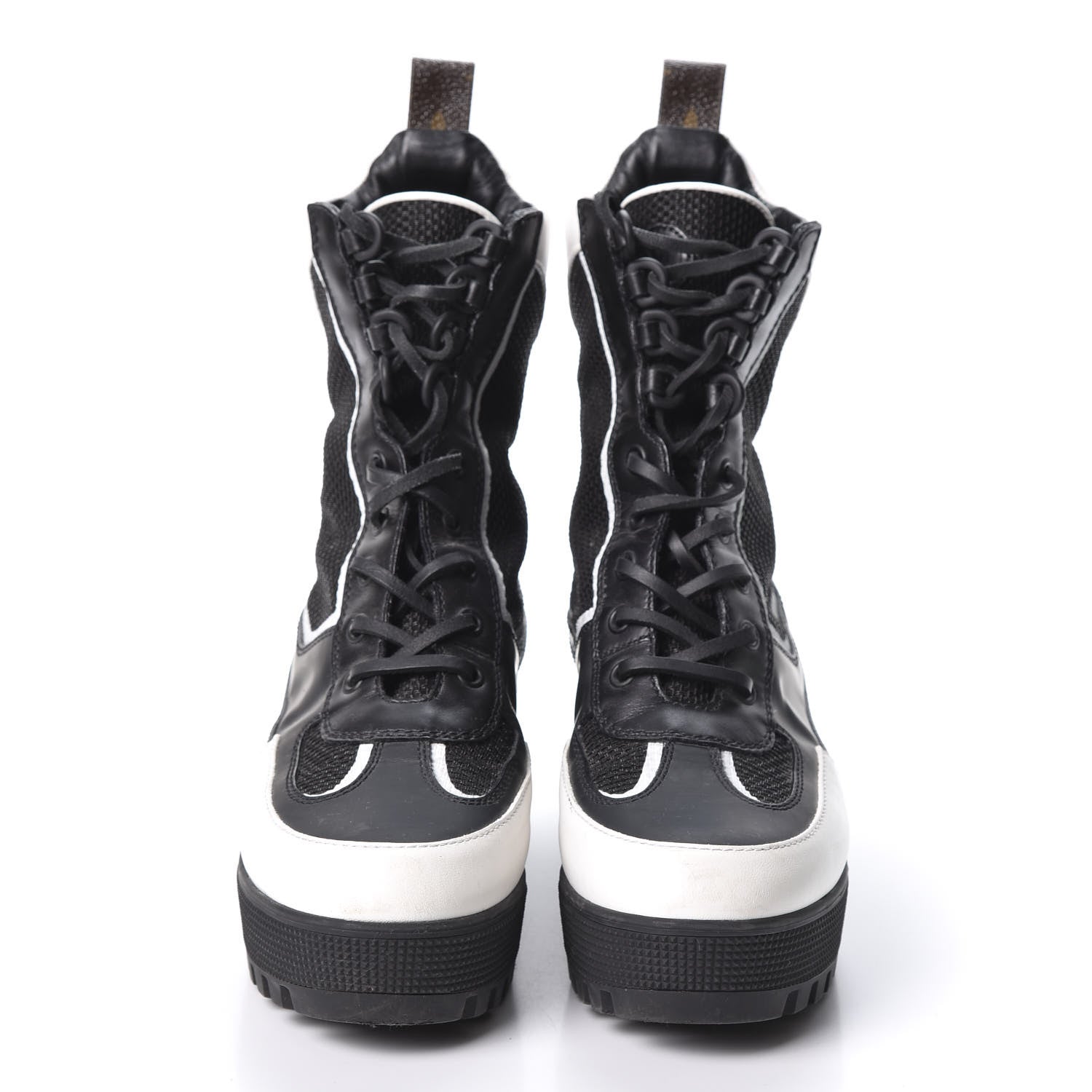 Louis Vuitton Calfskin Technical Nylon Laureate Platform Desert Boot 38 Black White 3 of 10