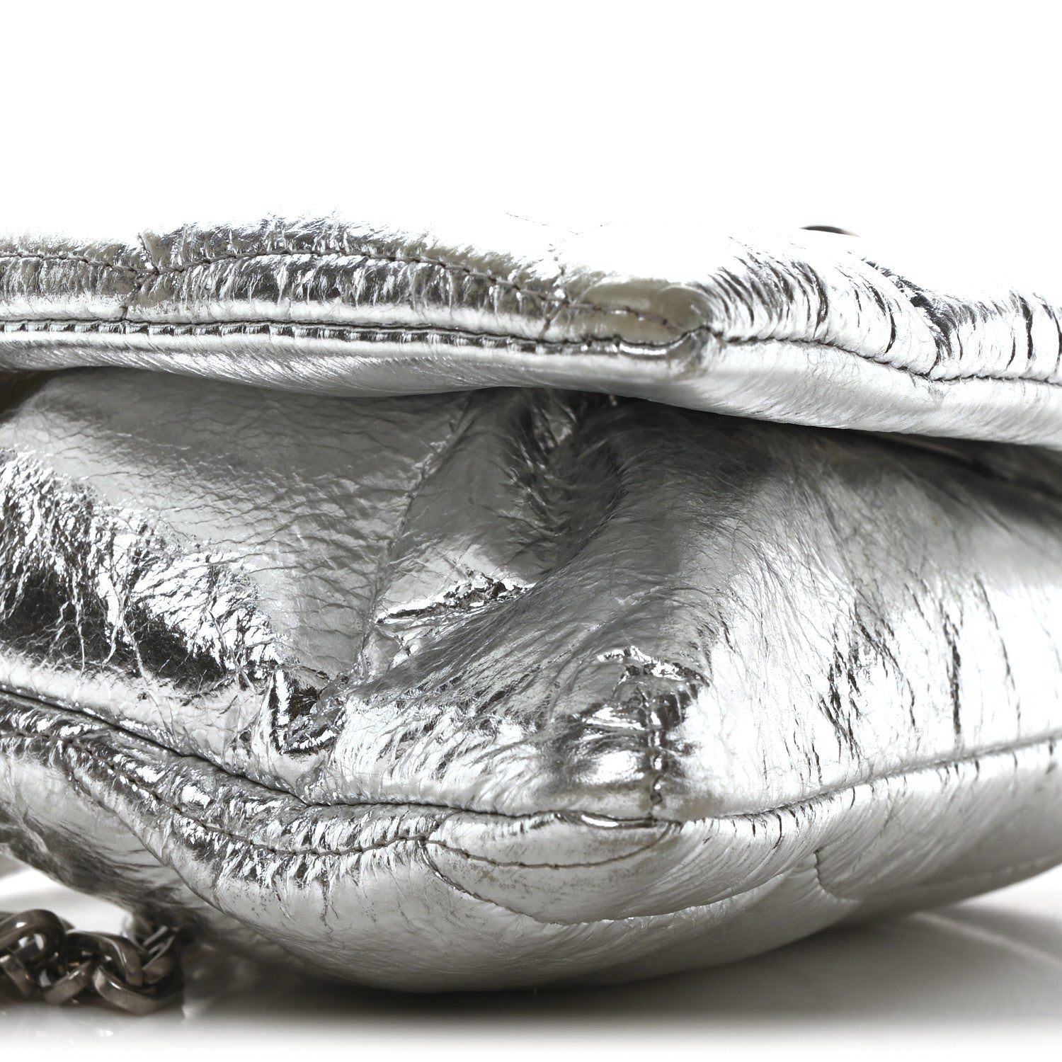 Mulberry Metallic Crinkled Nappa Pillow Quilted Tiny Softie Bag