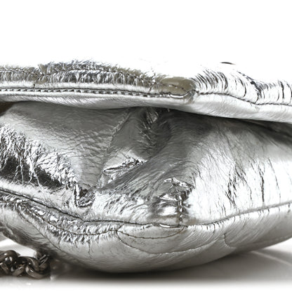 Mulberry Metallic Crinkled Nappa Pillow Quilted Tiny Softie Bag Silver 8 of 9